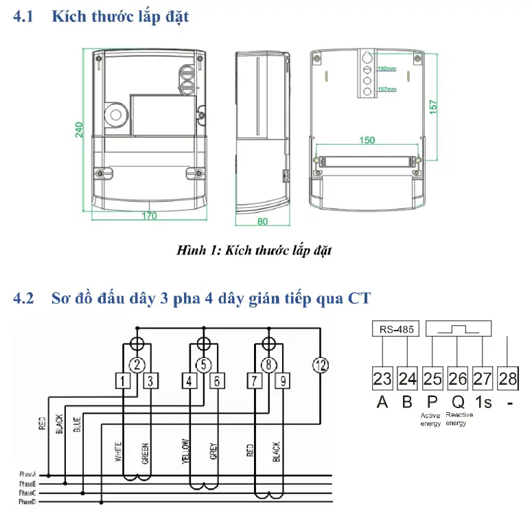 Công Tơ Điện Tử 3 Pha 3 Giá Gián Tiếp Emic - ME-41