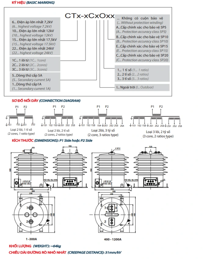 Biến Dòng 22KV Ngoài Trời 2 Mạch EMIC - EM5E04