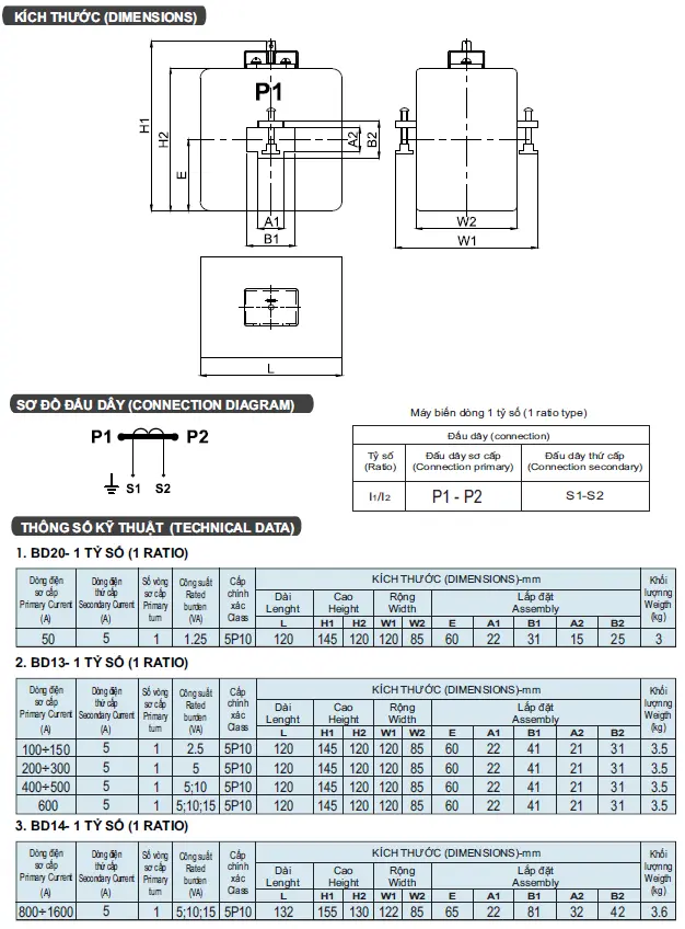 Biến Dòng Bảo Vệ PCT 1500/5A Emic - BD14