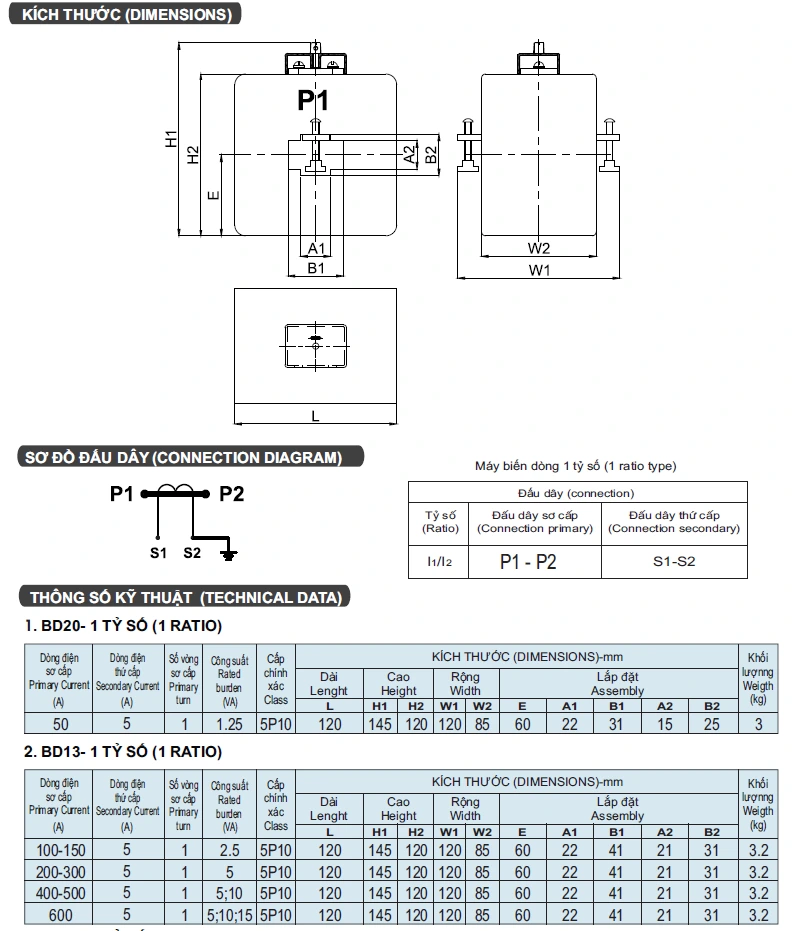  Biến Dòng Bảo Vệ PCT 150/5A Emic - BD13