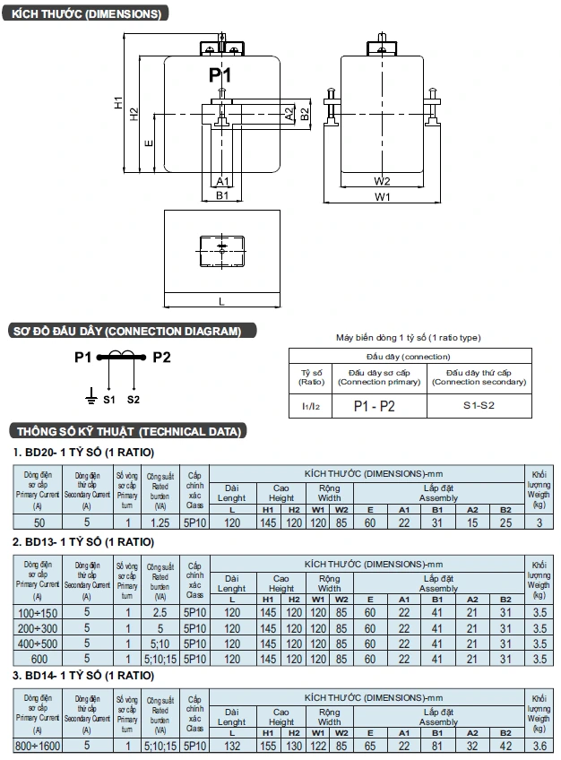 Biến Dòng Bảo Vệ PCT 800/5A Emic - BD14