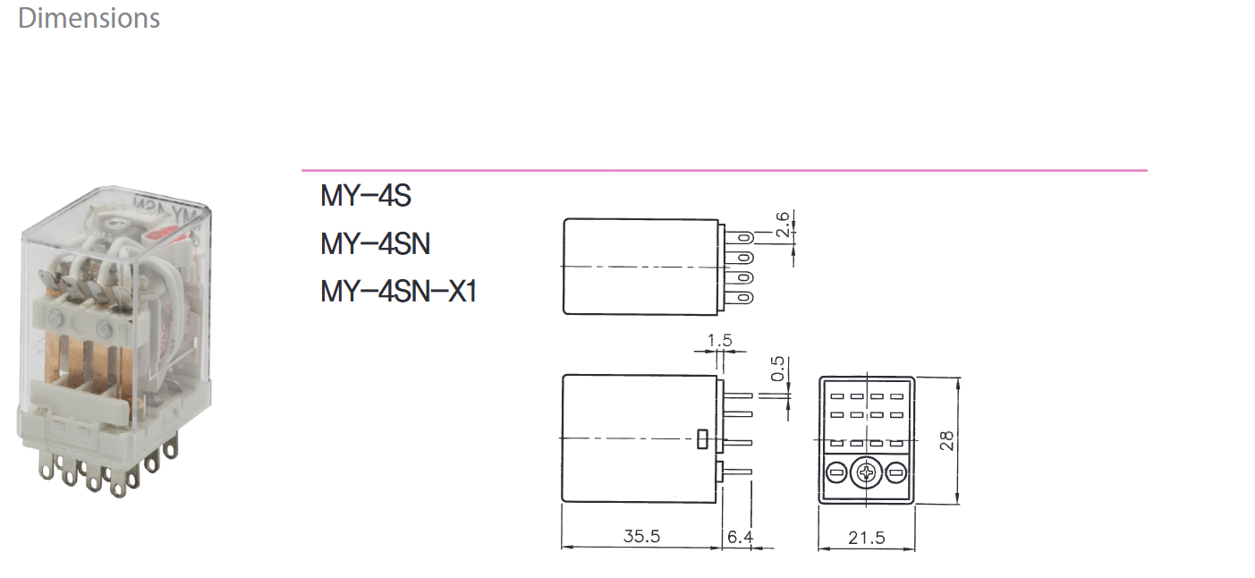 Relay Kiếng 3A 14 chân SungHo - SHR-MY4SN-24VDC